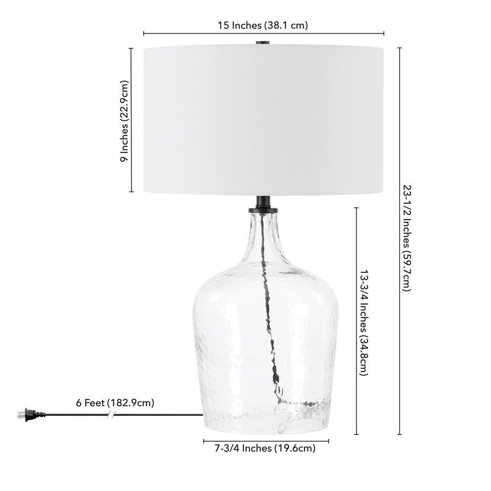 Clear Glass Table Lamp With White Drum Shade By Homeroots | Table Lamps | Modishstore - 5