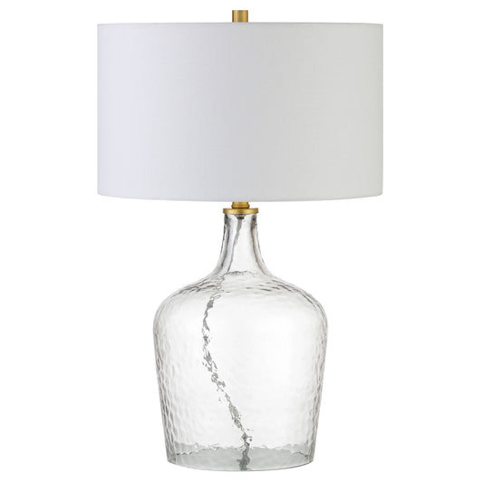 Clear Glass Gourd Table Lamp With White Drum Shade By Homeroots | Table Lamps | Modishstore - 1