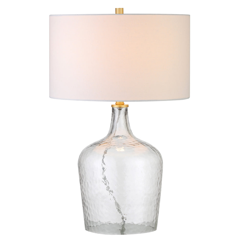 Clear Glass Gourd Table Lamp With White Drum Shade By Homeroots | Table Lamps | Modishstore - 3