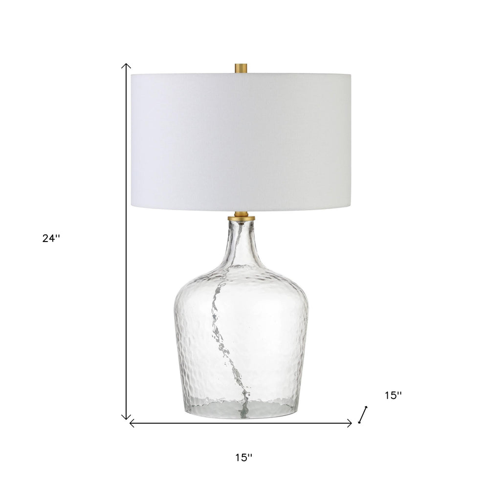 Clear Glass Gourd Table Lamp With White Drum Shade By Homeroots | Table Lamps | Modishstore - 5