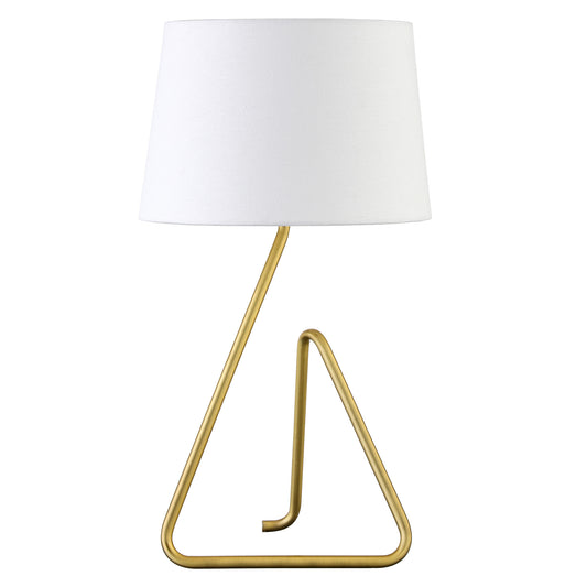 Brass Metal Table Lamp With White Bell Shade By Homeroots | Table Lamps | Modishstore - 1