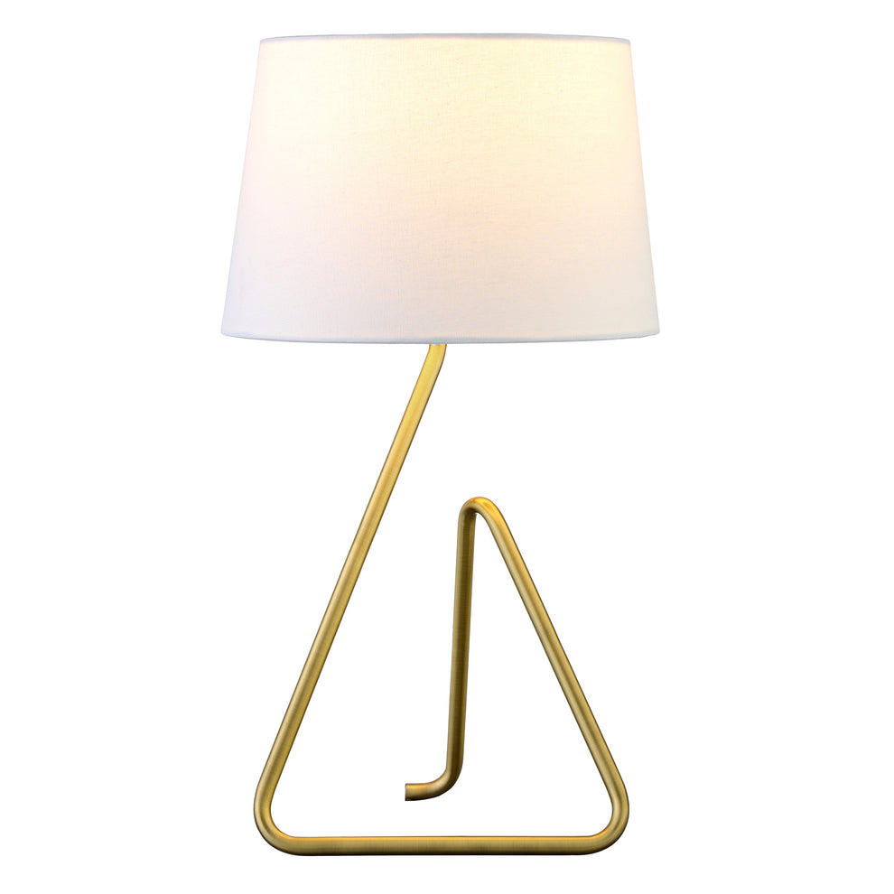 Brass Metal Table Lamp With White Bell Shade By Homeroots | Table Lamps | Modishstore - 3