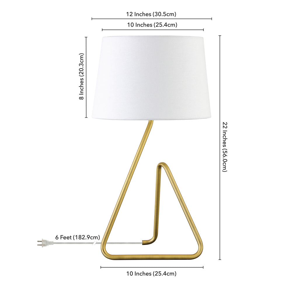 Brass Metal Table Lamp With White Bell Shade By Homeroots | Table Lamps | Modishstore - 6
