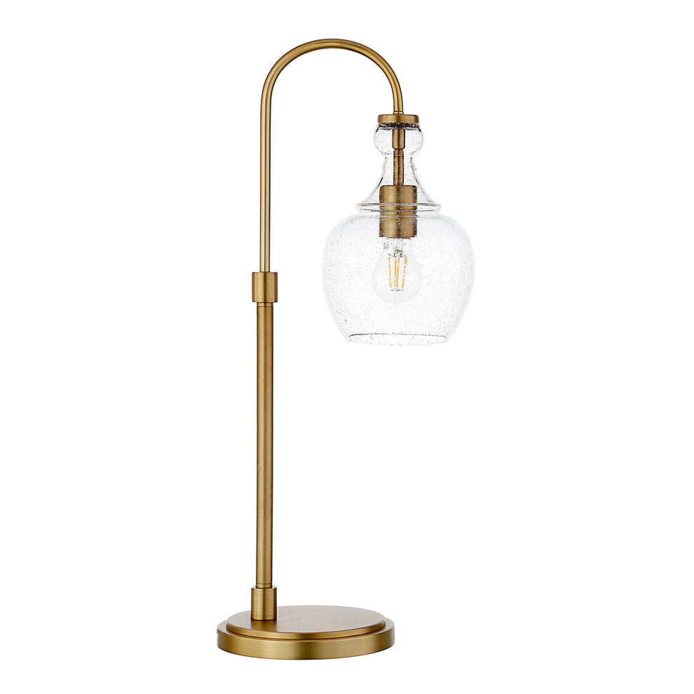 Brass Metal Arched Table Lamp With Clear Seeded Glass Dome Shade By Homeroots | Table Lamps | Modishstore - 6