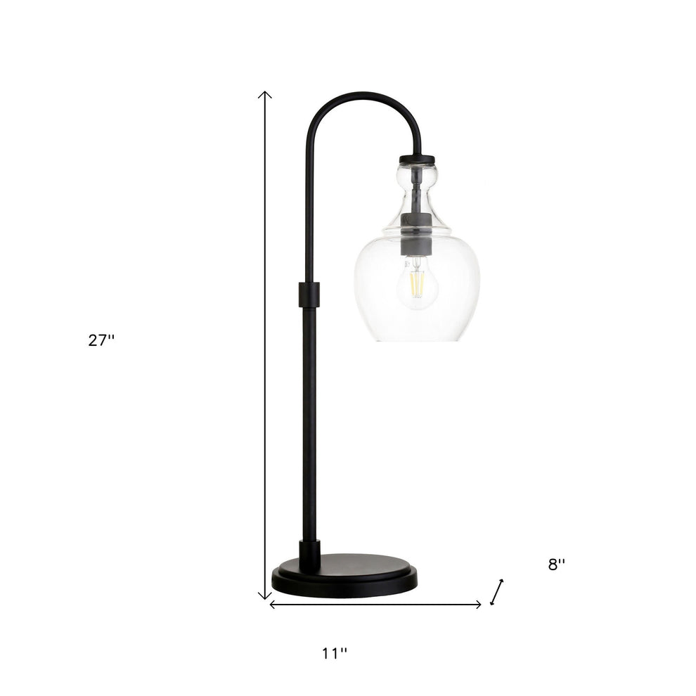 Black Metal Arched Table Lamp With Clear Dome Shade By Homeroots | Table Lamps | Modishstore - 5