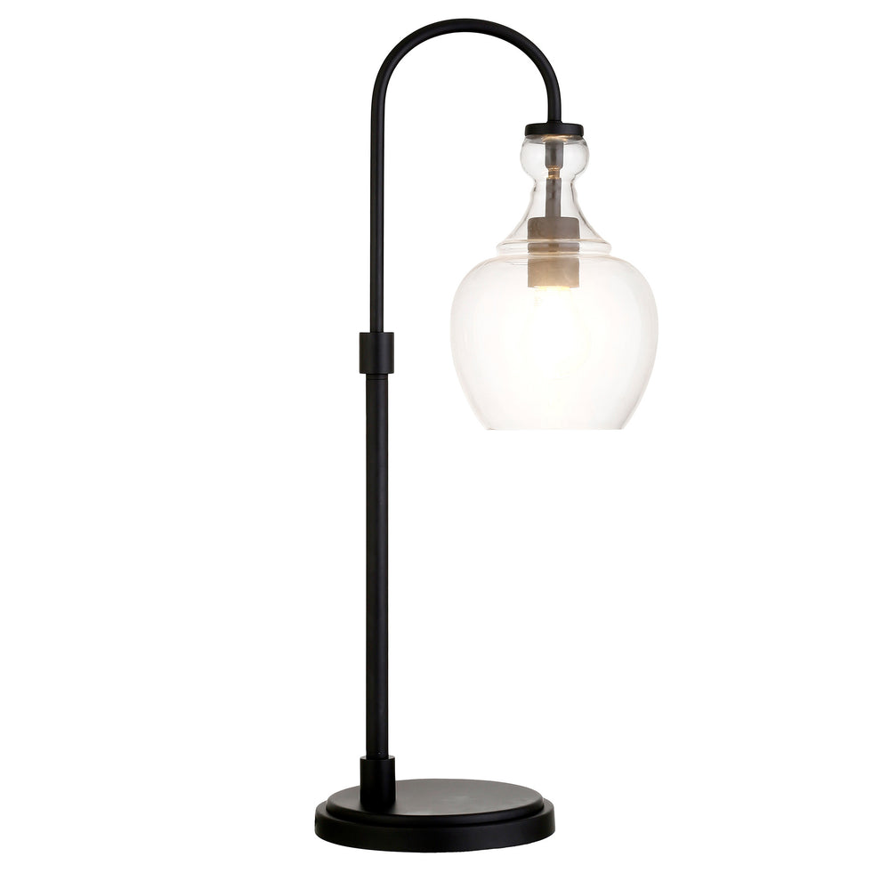 Black Metal Arched Table Lamp With Clear Dome Shade By Homeroots | Table Lamps | Modishstore - 6