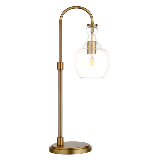 Brass Metal Arched Table Lamp With Clear Dome Shade By Homeroots | Table Lamps | Modishstore - 1