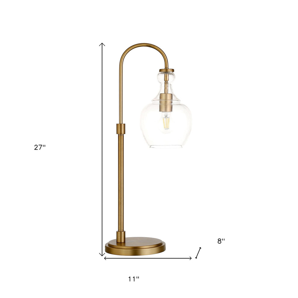 Brass Metal Arched Table Lamp With Clear Dome Shade By Homeroots | Table Lamps | Modishstore - 5