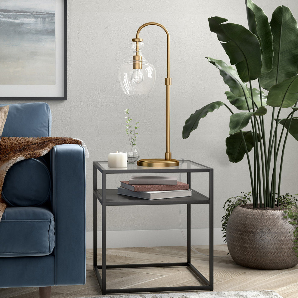 Brass Metal Arched Table Lamp With Clear Dome Shade By Homeroots | Table Lamps | Modishstore - 4