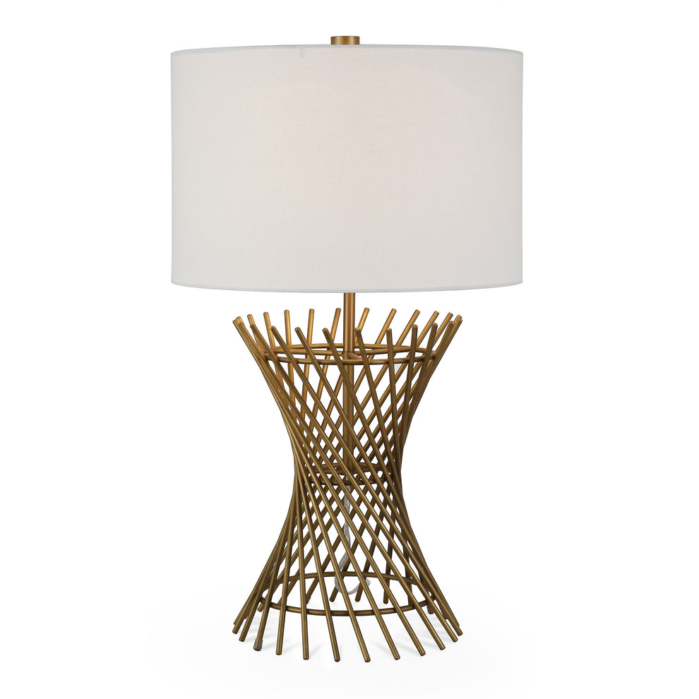 Antiqued Brass Metal Adjustable Table Lamp With White Drum Shade By Homeroots | Table Lamps | Modishstore - 6