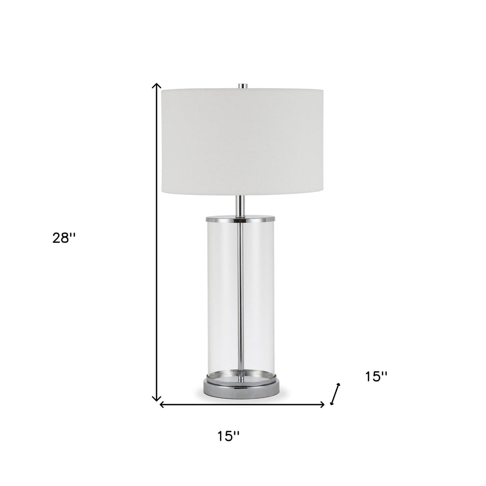 Nickel Glass Table Lamp With White Drum Shade By Homeroots | Table Lamps | Modishstore - 4