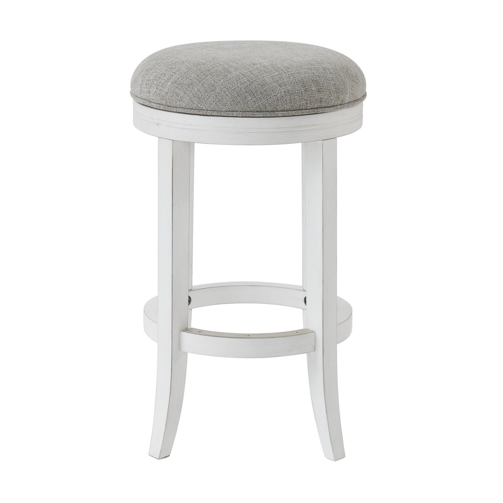 Gray And Antiqued White Solid Wood Swivel Backless Counter Height Bar Chair By Homeroots | Bar Stools | Modishstore - 5