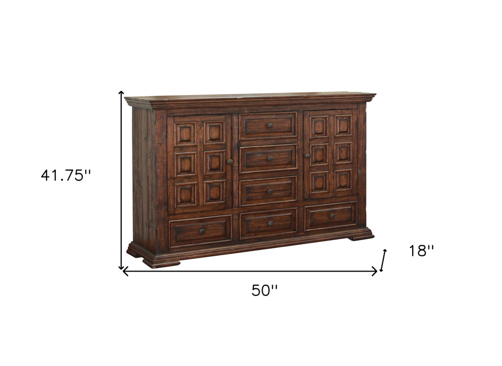 Chocolate Solid Wood Six Drawer Triple Dresser By Homeroots | Dressers | Modishstore - 3