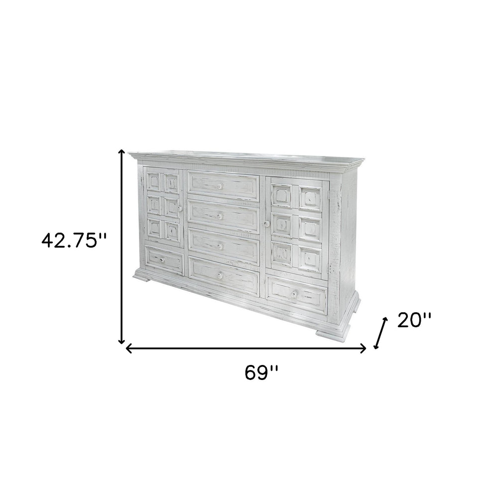 White Solid Wood Six Drawer Triple Dresser By Homeroots | Dressers | Modishstore - 4