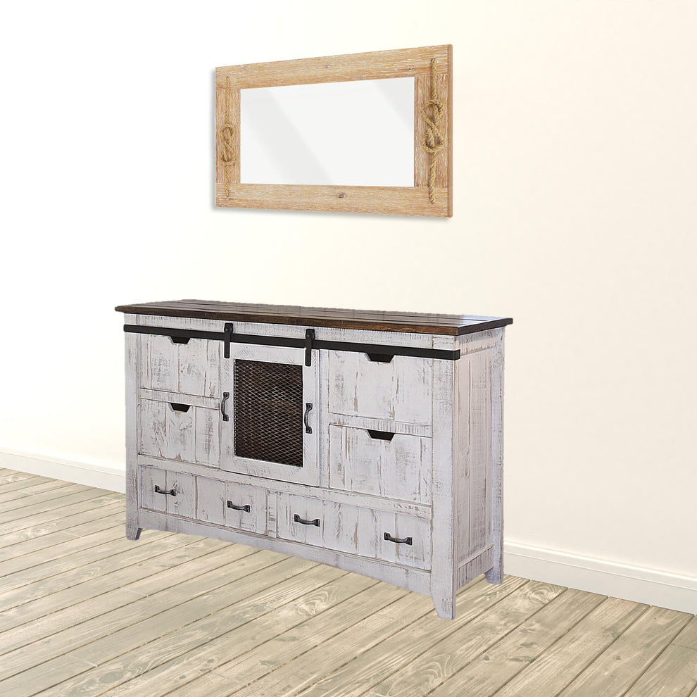 White Solid Wood Six Drawer Triple Dresser By Homeroots | Dressers | Modishstore - 6