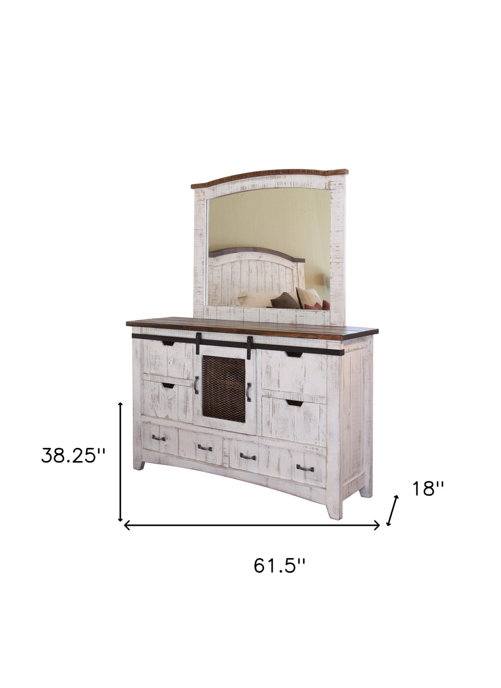 Antiqued White Solid Wood Six Drawer Triple Dresser By Homeroots | Dressers | Modishstore - 3