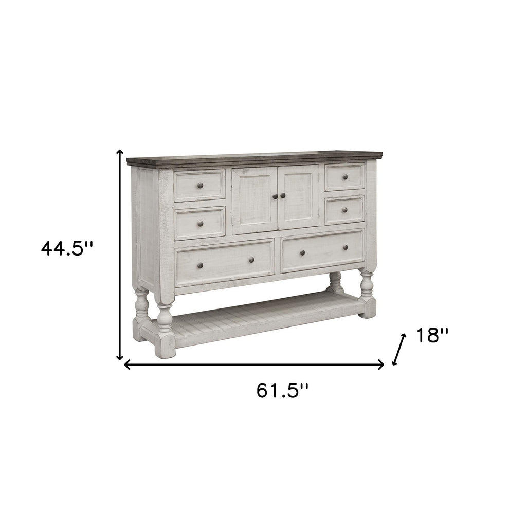 Gray and Ivory Solid Wood Six Drawer Triple Dresser By Homeroots | Dressers | Modishstore - 5