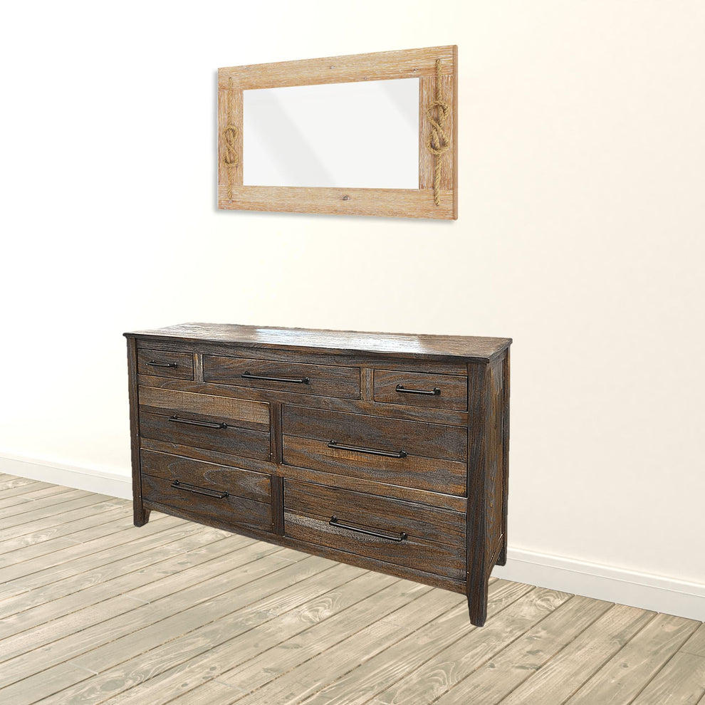 Natural Solid Wood Seven Drawer Double Dresser By Homeroots | Dressers | Modishstore - 2