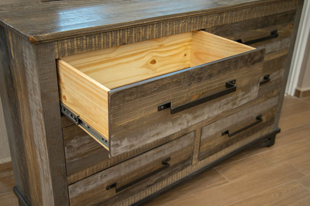 Natural Solid Wood Seven Drawer Double Dresser By Homeroots | Dressers | Modishstore - 6