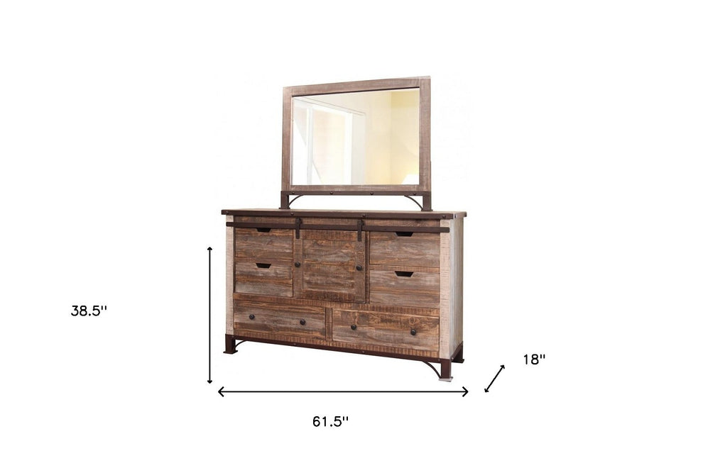 Brown Solid Wood Six Drawer Triple Dresser By Homeroots | Dressers | Modishstore - 3