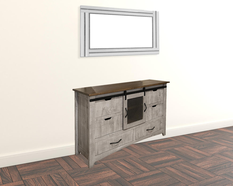 Brown Solid Wood Six Drawer Triple Dresser By Homeroots | Dressers | Modishstore - 5