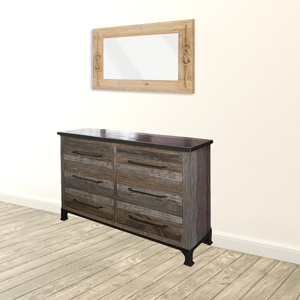 Light Gray Solid Wood Six Drawer Triple Dresser By Homeroots | Dressers | Modishstore - 5