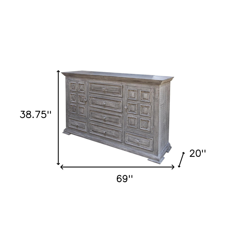 Gray Solid Wood Six Drawer Triple Dresser By Homeroots | Dressers | Modishstore - 4