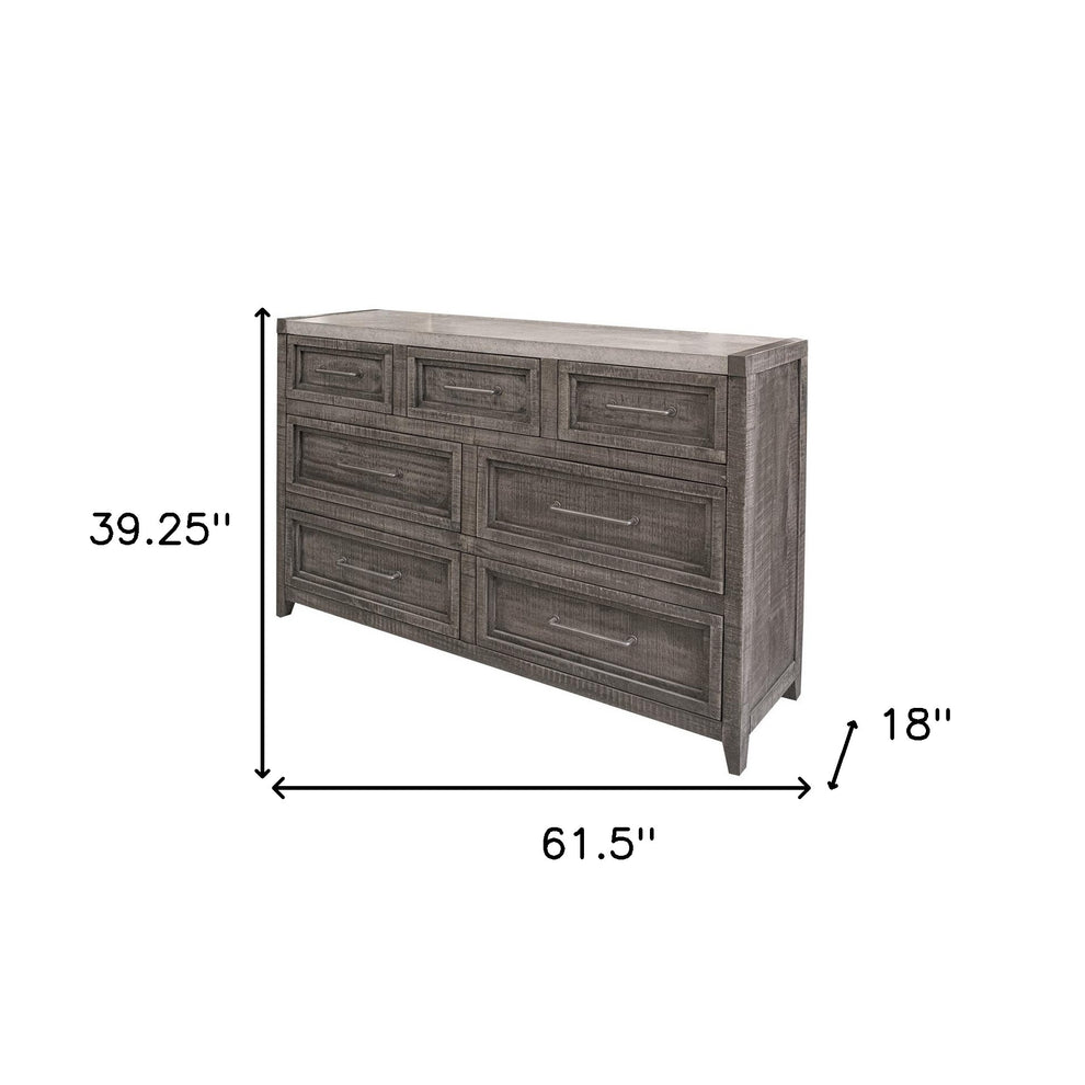 Gray Solid Wood Seven Drawer Triple Dresser By Homeroots | Dressers | Modishstore - 3