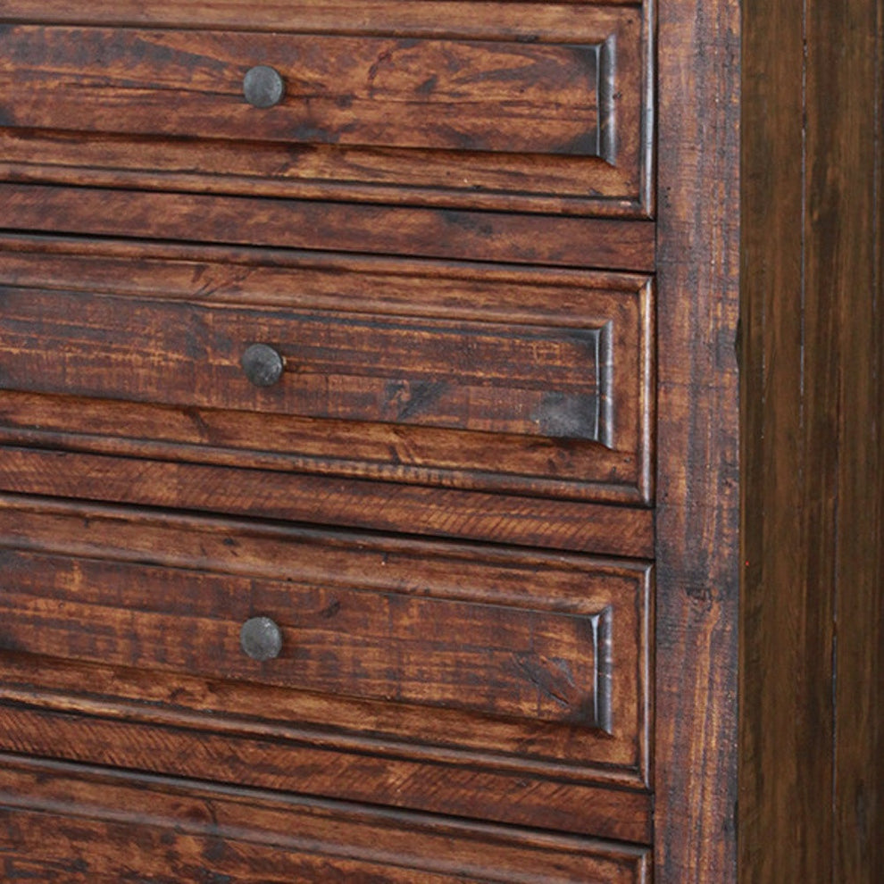 Chocolate Solid Wood Five Drawer Chest By Homeroots | Dressers | Modishstore - 3