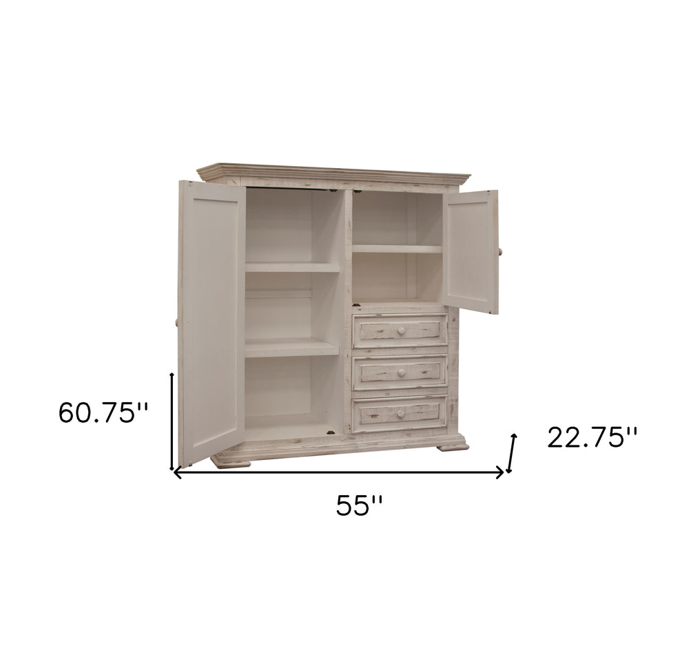 White Solid Wood Three Drawer Gentlemans Chest By Homeroots | Dressers | Modishstore - 5