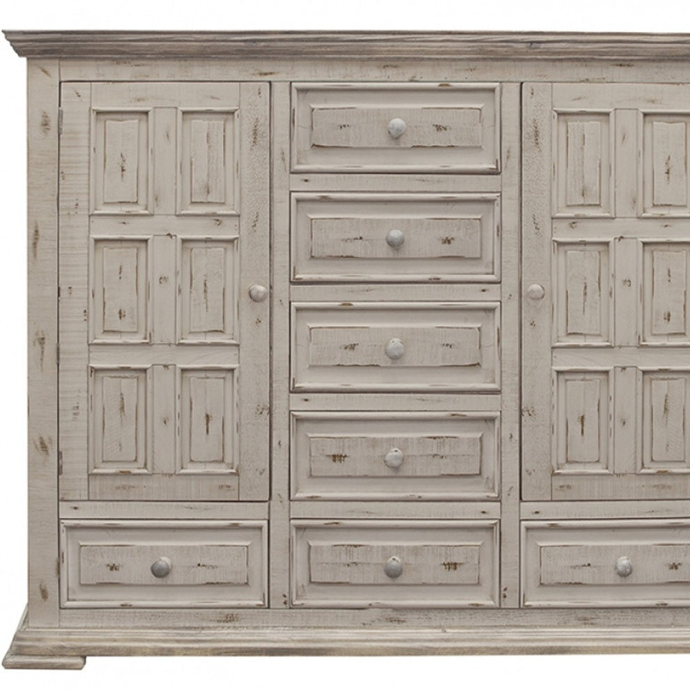 White Solid Wood Seven Drawer Gentlemans Chest By Homeroots | Dressers | Modishstore - 2