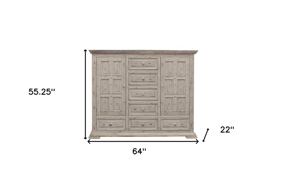 White Solid Wood Seven Drawer Gentlemans Chest By Homeroots | Dressers | Modishstore - 5
