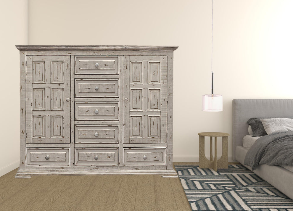 White Solid Wood Seven Drawer Gentlemans Chest By Homeroots | Dressers | Modishstore - 6