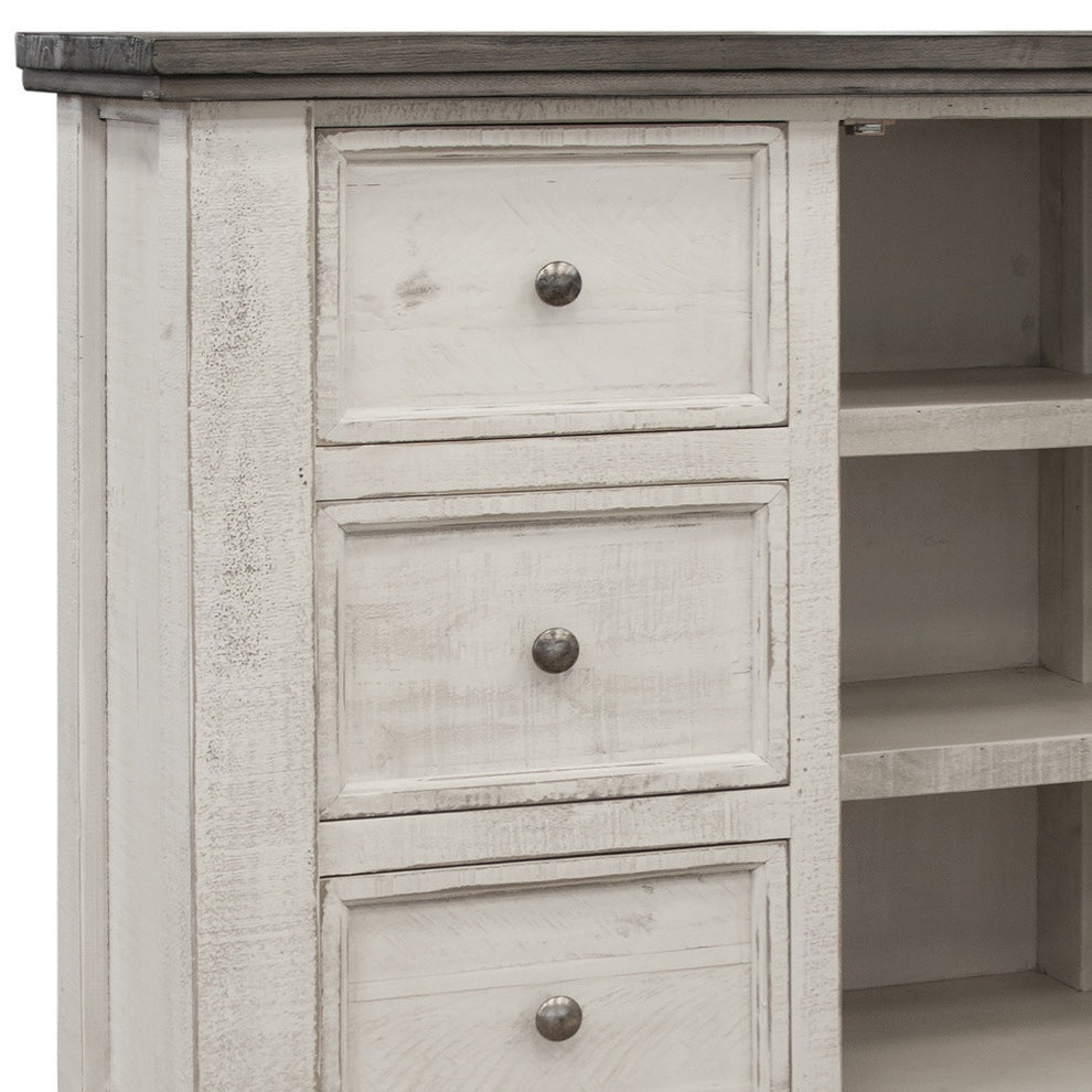 Gray and Ivory Solid Wood Three Drawer Chest By Homeroots | Dressers | Modishstore - 2