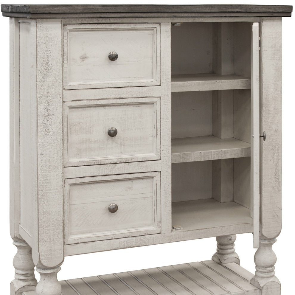 Gray and Ivory Solid Wood Three Drawer Chest By Homeroots | Dressers | Modishstore - 3