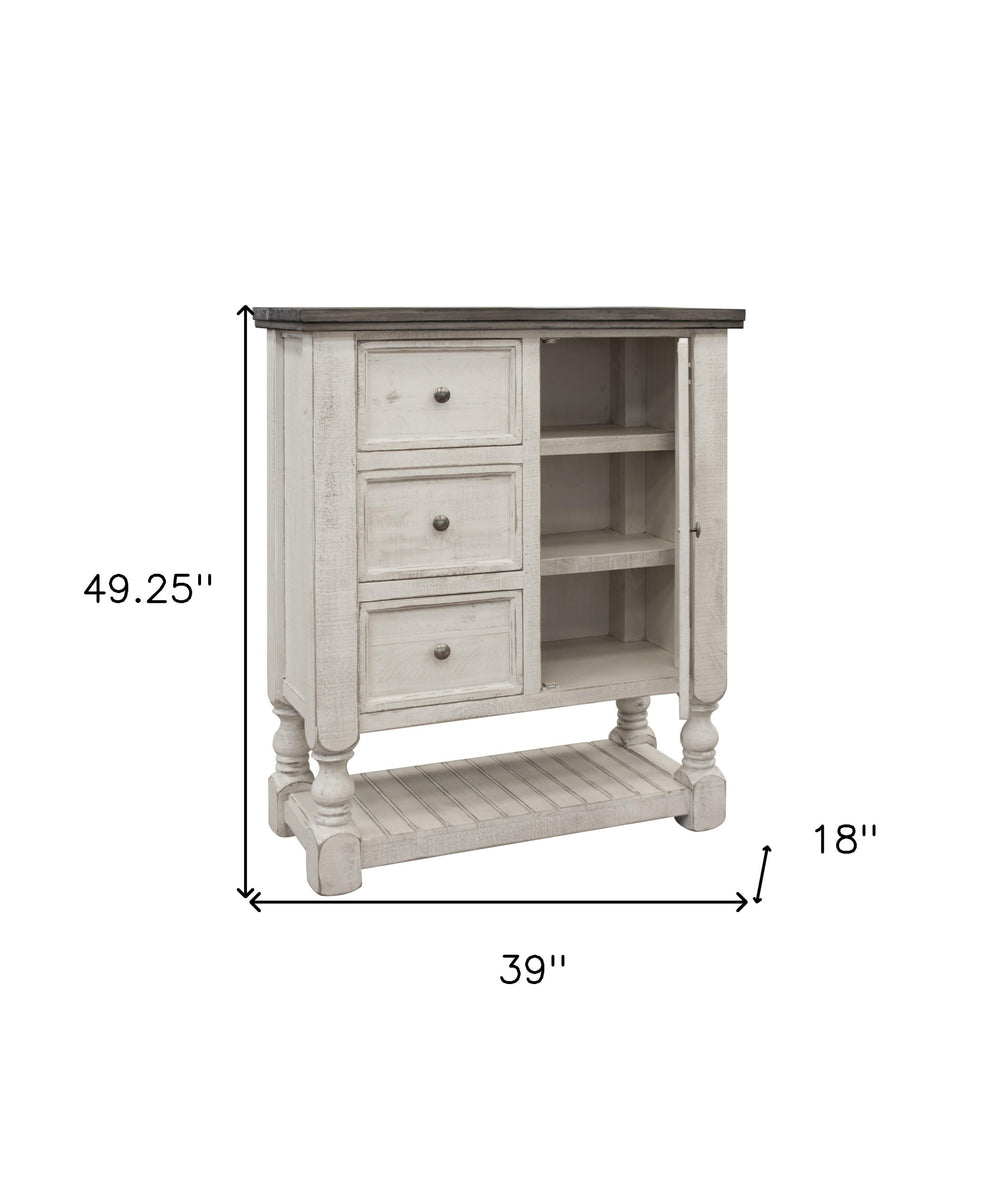 Gray and Ivory Solid Wood Three Drawer Chest By Homeroots | Dressers | Modishstore - 4