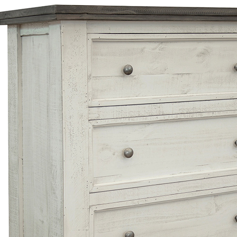 Gray and Ivory Solid Wood Four Drawer Chest By Homeroots | Dressers | Modishstore - 2