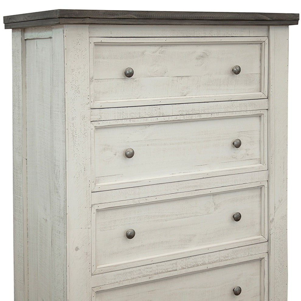 Gray and Ivory Solid Wood Four Drawer Chest By Homeroots | Dressers | Modishstore - 3