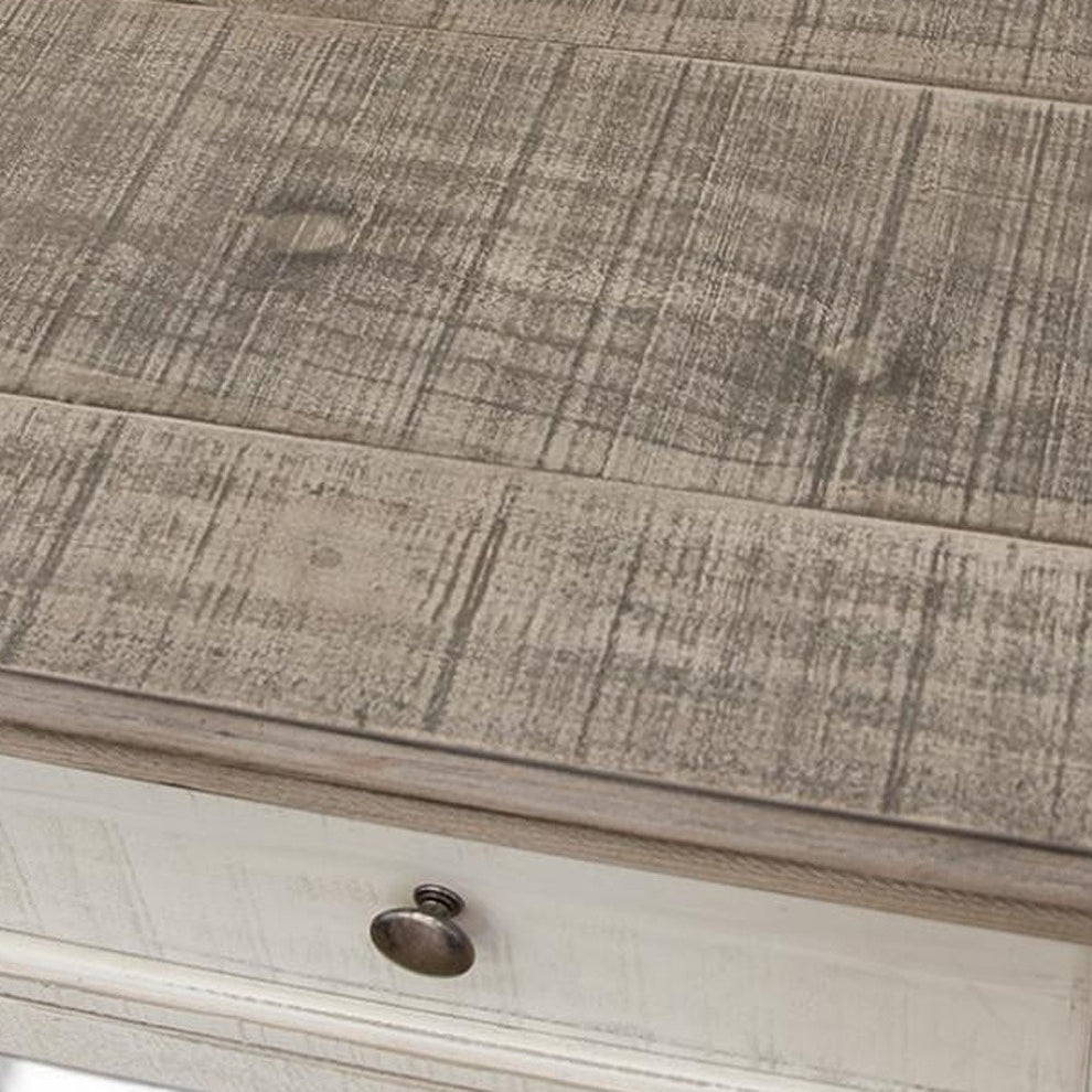 Gray and Ivory Solid Wood Five Drawer Gentlemans Chest By Homeroots | Dressers | Modishstore - 4