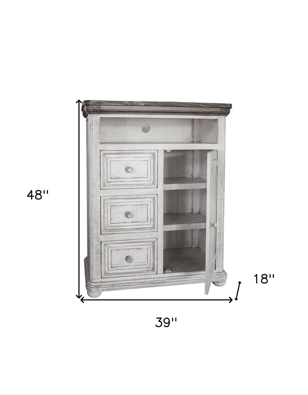 Off White Solid Wood Three Drawer Gentlemans Chest By Homeroots | Dressers | Modishstore - 5