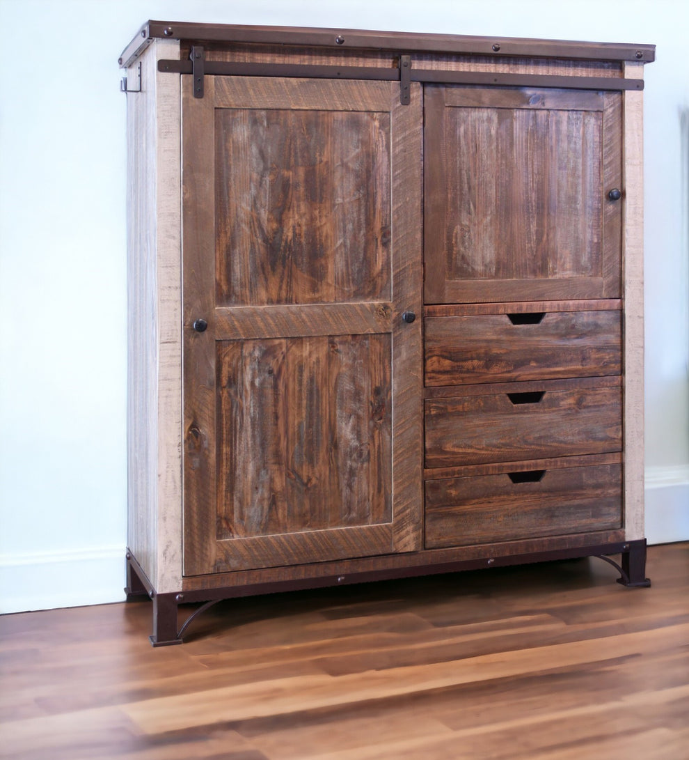 Brown Solid Wood Three Drawer Gentlemans Chest By Homeroots | Dressers | Modishstore - 2