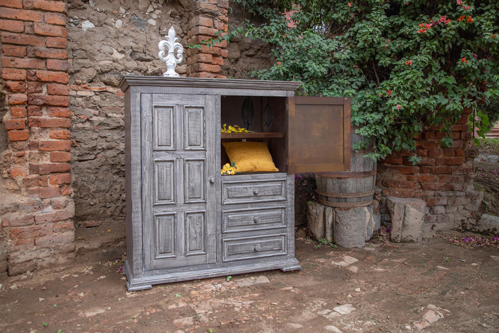 Gray Solid Wood Three Drawer Gentlemans Chest By Homeroots | Dressers | Modishstore - 4