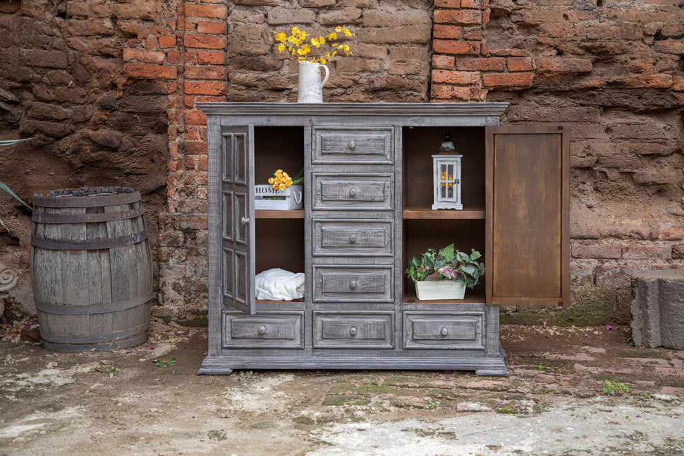 Gray Solid Wood Seven Drawer Gentlemans Chest By Homeroots | Dressers | Modishstore - 4