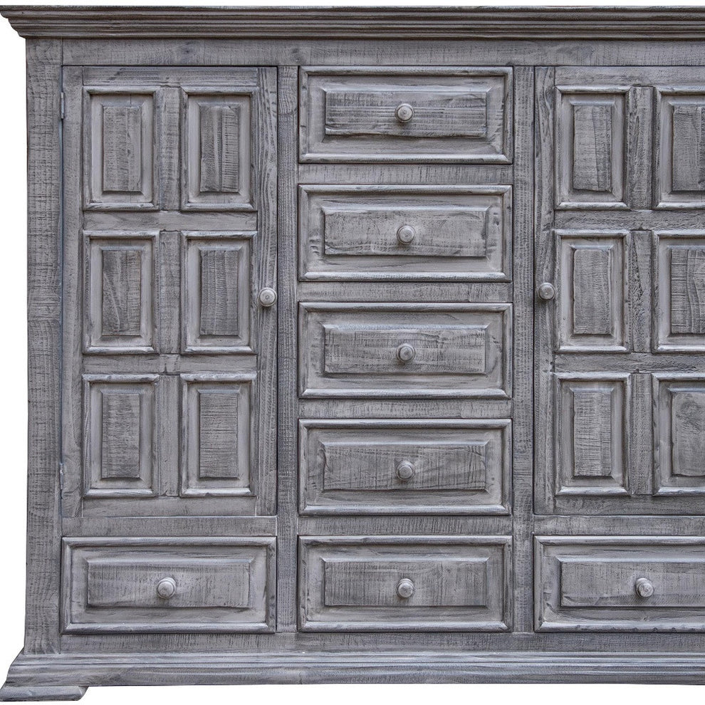 Gray Solid Wood Seven Drawer Gentlemans Chest By Homeroots | Dressers | Modishstore - 2