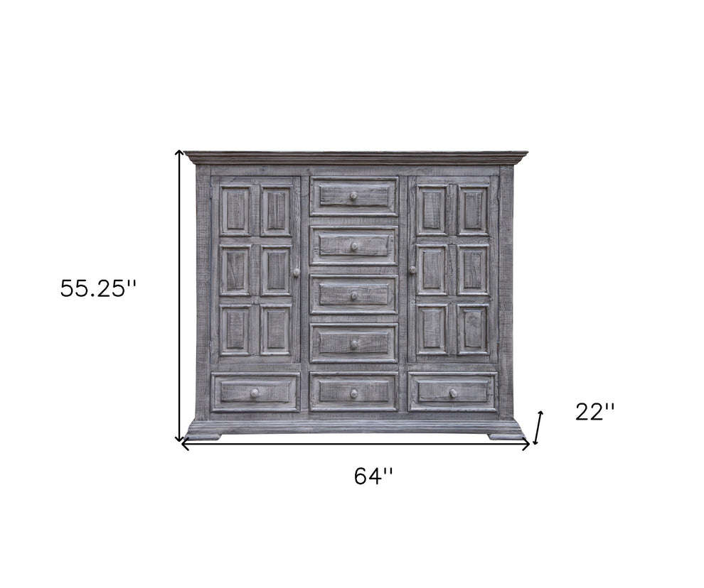 Gray Solid Wood Seven Drawer Gentlemans Chest By Homeroots | Dressers | Modishstore - 5