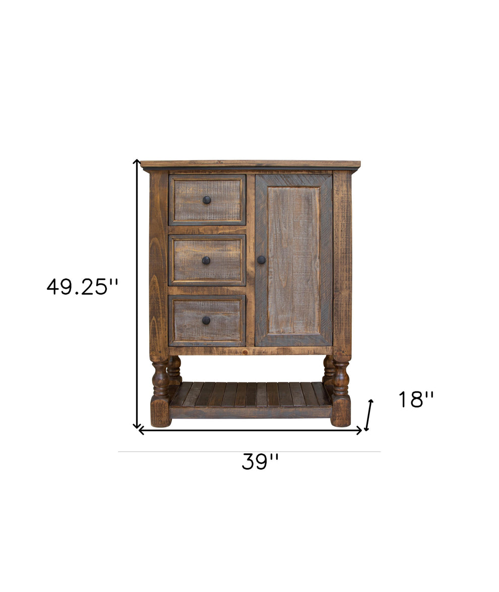 Brown Solid Wood Three Drawer Chest By Homeroots | Dressers | Modishstore - 4