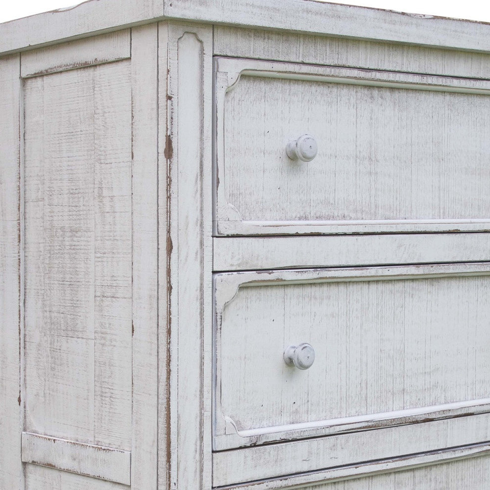 Antiqued White Solid Wood Four Drawer Chest By Homeroots | Dressers | Modishstore - 2