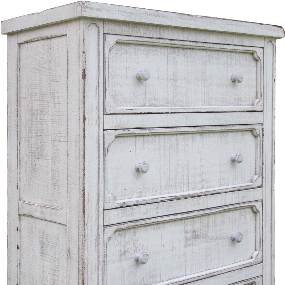 Antiqued White Solid Wood Four Drawer Chest By Homeroots | Dressers | Modishstore - 3