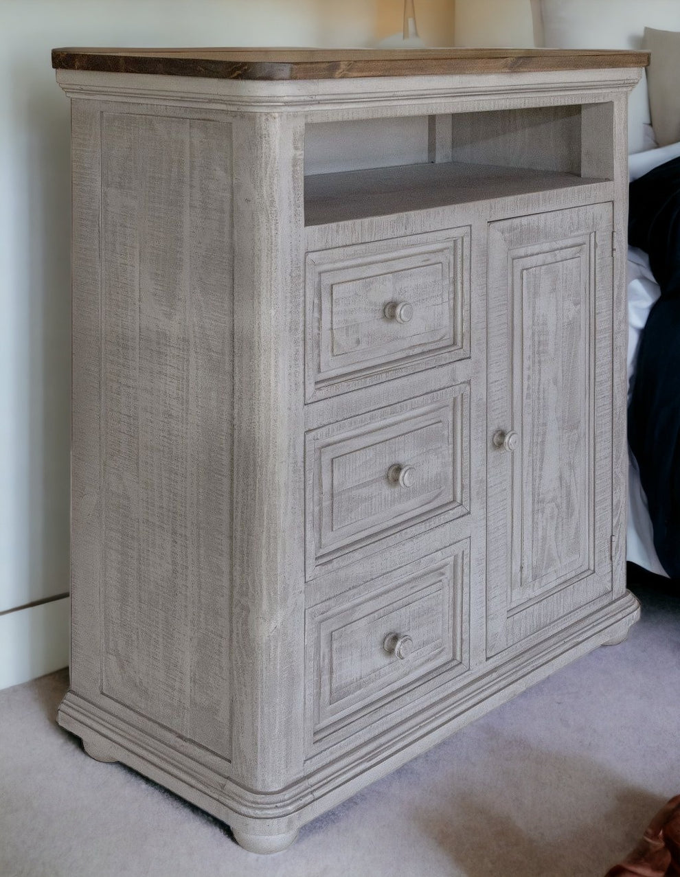 Gray Solid Wood Three Drawer Chest By Homeroots | Dressers | Modishstore - 3