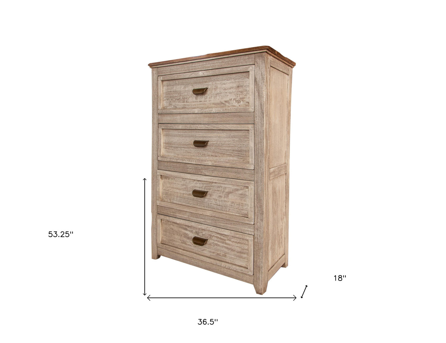Cream Solid Wood Four Drawer Chest By Homeroots | Dressers | Modishstore - 3